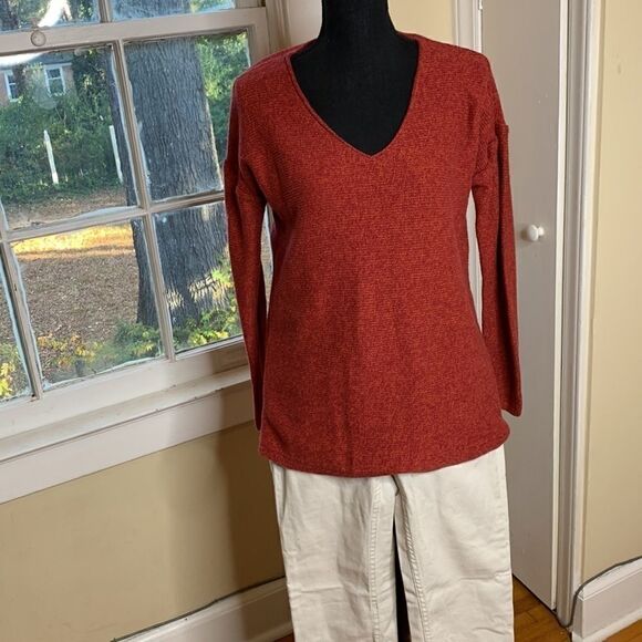 Old Navy rust melange sweater tunic medium slight hi-lo hem EUC - Picture 1 of 9